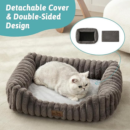 Orthopedic Dog Bed for Medium Dogs & Large Dogs - Washable Rectangle Pet Bed with Anti-Slip Bottom, Soft Calming Cat & Puppy Bed for Indoor Pets (35"x25"x8", Grey)