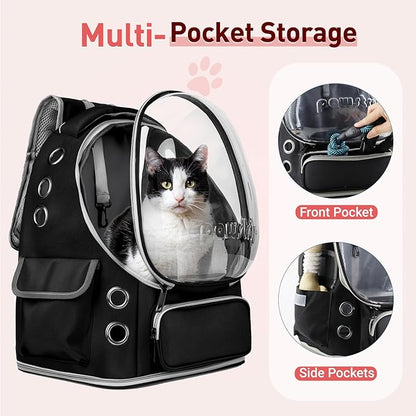 Cat Backpack Carrier with Bubble Window, Breathable & Foldable Pet Travel Carrier for Small Dogs and Cats, Airline-Approved for Hiking & Outdoor Use