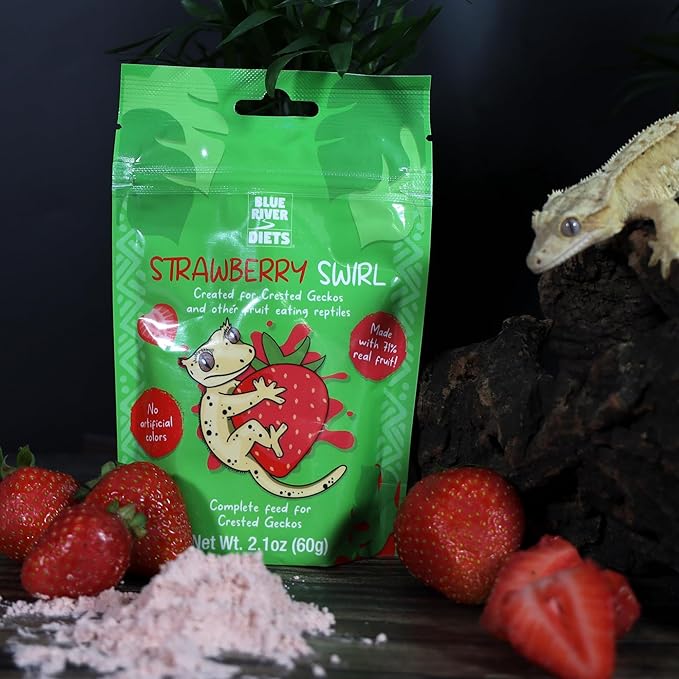 Crested Gecko Diet | Strawberry Swirl | All Natural Low Fat Complete Gecko Food | 2.1oz