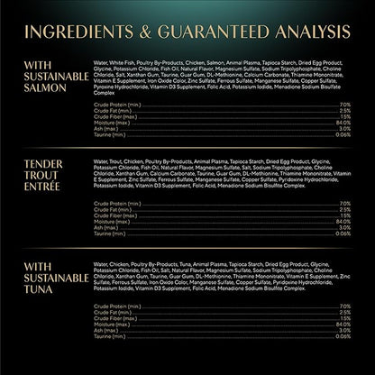 Sheba Perfect Portions Wet Cat Food Cuts in Gravy Variety Pack, with Sustainable Salmon, Tender Trout Entree, and with Sustainable Tuna, 2.6 oz. Twin-Pack Trays (24 Count, 48 Servings)