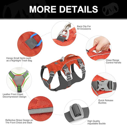 Escape Proof Dog Harness Small Sized Dog, Lightweight Full Body Pet Vest with Lift Handle & Leash Clip, Reflective Adjustable No Slip Dog Harness for Daily Walking(Red,Chest:16-27")