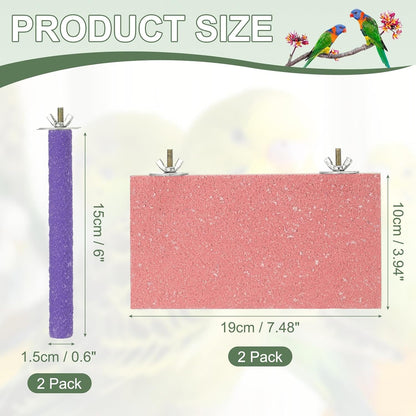 Bird Perch Stand, Wooden Parrot Perch Stand Toy, Paw Grinding Stick, Bird Cage Accessories, 7.48 x 3.94in (Pink, 2 Pcs) Birds Toys Intended for Cage/Parakeets/Conure/Budgie