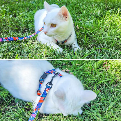 SCENEREAL Cat Harness and Leash Set Escape Proof with Airtag Holder, Reflective Pet Harnesses for Walking, Adjustable Kitty Vest Soft Harness Outdoor Indoor, Cute Travel Boys Girls Small Large Cats
