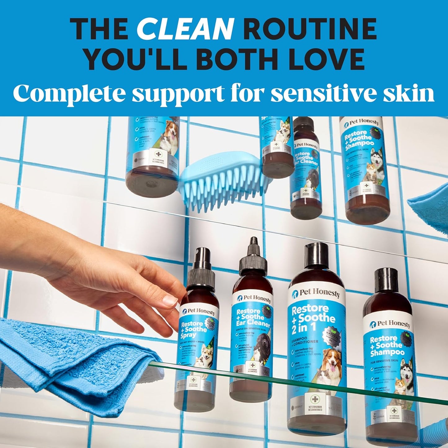 Restore + Soothe Hot Spots Spray for Dogs & Cats - Gentle on Sensitive Skin, Chlorhexidine Alternative Spray, Soothes Itching, Irritation with Aloe and Microsilver (Lavender) - 4oz