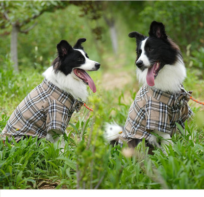 Plaid Dog Shirt,Soft Casual Pet Shirt Clothes, Dog Cotton Shirt with Bow Tie for Wedding,Christmas Costumes (Dark Khaki, X-Large)