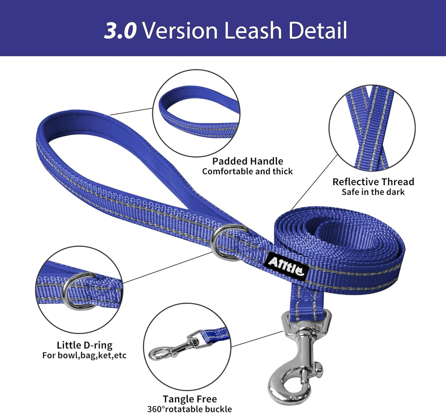 AIITLE Escape Proof Dog Harness - Step in Adjustable Dog Harness No Choke Over with Breathable Mesh and Quick-Release Buckle for Summer- Outdoor Walking, Camping for Medium Dogs Royal Blue XL