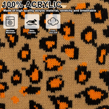 Mihachi Winter Warm Cat Sweater Turtleneck Puppy Pets Sweater Knit Vest Fashion Leopard for Cats Puppy Small Animals Brown Small