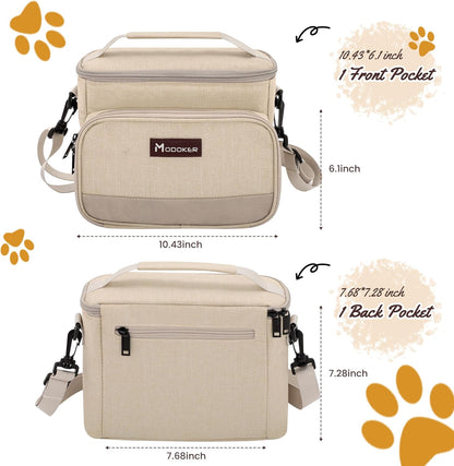 Modoker All-in-One Dog Travel Bag Airline Approved Pet Cat Tote Organizer for Weekend Trips, 2 Bowls, 2 Food Containers & Feeding Mat