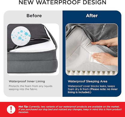 Bedsure XL Orthopedic Dog Bed for Extra Large Dogs - Washable XLarge Dog Cat Bed Waterproof, Comfort Dogs Couch Sofa with Washable Removable Cover, Pet Bed with Nonskid Bottom, Ivory, 42"