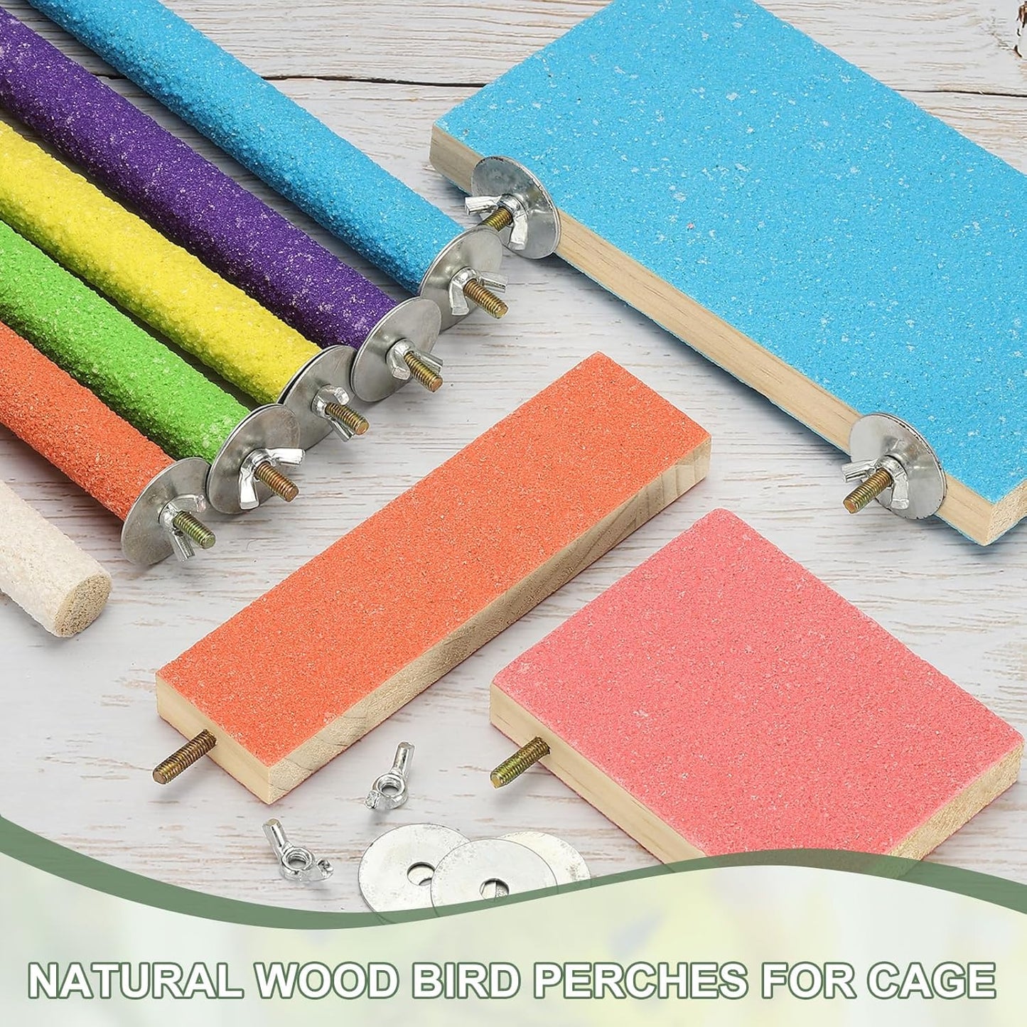 Parrot Perch, Wooden Parrot Perch Stand Toy, Paw Grinding Stick, Bird Cage Accessories, 5 Sizes (5 Colors, 5 Pcs) Birds Toys Intended for Cage/Parakeets/Conure