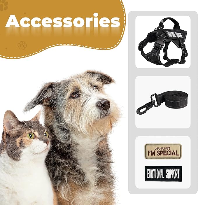 Tactical Cat Harness Adjustable Soft Padded Training Walking Esacpe Cat Vest Harness No-Pull Pet Harness Reflective with Easy Control Handle (Black, Leash-L)