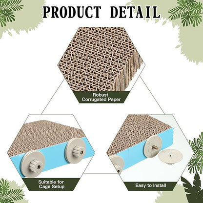 Skyygemm 2 Pieces Bird Chew Toy Parrot Cage Perch Cardboard Platform Bird Paw Grinding Stand Parrot Cage Playground for Macaws, Small Parakeets, Conures, Budgies, Finches Conure Cockatiel (Large)