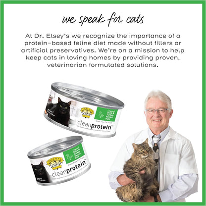 Dr. Elsey's cleanprotein Duck & Turkey Recipe Wet Cat Food, Pate 5.3 oz cans (Pack of 24)