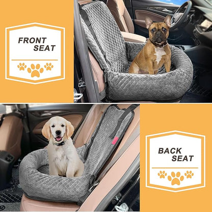 Sephyroth Dog Car Seat for Small/Medium Dogs, Washable Pet Travel Safety Seat, Super Soft Removable, Fits All Cars (Gray)
