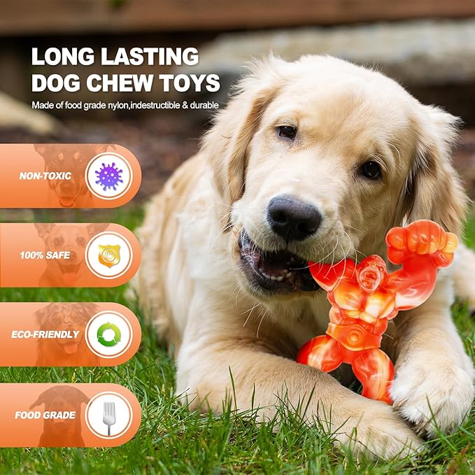 WinTour Indestructible Dog Toys for Large Dogs Aggressive Chewers, Tough Dog Toys for Aggressive Chewers Large Breed, Durable, Heavy Duty Chew Bone, Bacon Flavor
