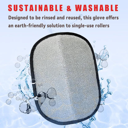 Pet Hair Removal Glove for Furniture, Carpet, Clothes and Car Seats, Electrostatic Cat & Dog Hair Removal Tool, Reusable Pet Hair Remover Glove with Silvervine Sticks (Black, 2 Gloves & 1 Stick)