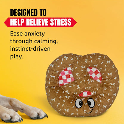 Bite Force Dog Toy - Pawsome Pretzel Squeaky Treat Dog Toy Kevlar-Reinforced for Aggressive Chewers- Brown.