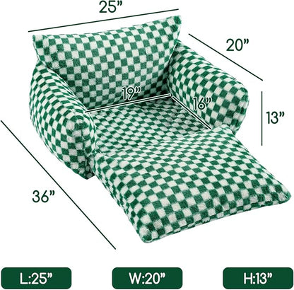 Hollypet Cat Bed Fluffy Plush Mutifuctional Double-Layer Soft Pet Couch Orthopedic Sofa Nest Beds for Small Cats and Dogs, Forest Green and White (25x20x13 inch)