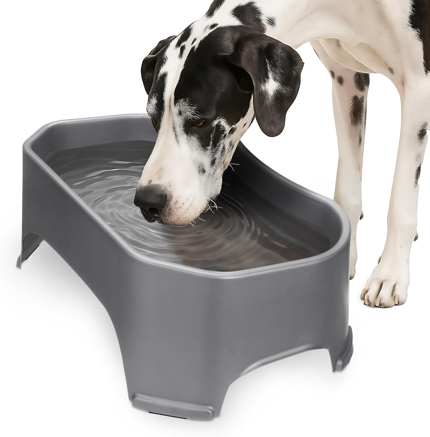 Neater Pet Brands Extra Large Water Bowl for Dogs, Outdoor Dog Water Bowl (2.25 Gallon Extra-Large Capacity), Big Trough Style Food Dish for Indoors or Outside, No Spill Large Dog Bowls, Gunmetal Grey