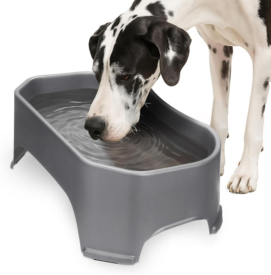 Neater Pet Brands Extra Large Water Bowl for Dogs, Outdoor Dog Water Bowl (2.25 Gallon Extra-Large Capacity), Big Trough Style Food Dish for Indoors or Outside, No Spill Large Dog Bowls, Gunmetal Grey