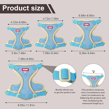 wanheart Cat Harness and Leash Set Escape-Proof Adjustable cat Leash and Harness Combo Suitable for All cat Breeds (Blue, S)