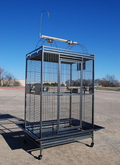 XX-Large 32" x 23" x 66"H Double Walk Ladders Open Play Top Wrought Iron Bird Parrot Parttot Finch Macaw Cockatoo Cage, Include Seed Guard and Toy Hook