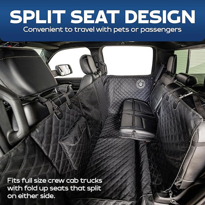 Ruff Liners XL Floor Cover with Door Protection, Black – As Seen on Shark Tank – Fits Full‑Size Crew Cab Trucks with Fold‑Up Seats, Waterproof & Machine Washable – Sturdy XL Dog Hammock for Truck