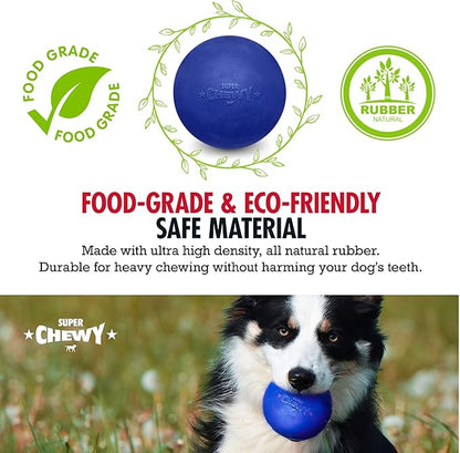 SuperChewy Tough Dog Ball Toy | Lifetime Replacement | Strong Natural Rubber | Great Dog Fetch Toy | Chew Toys for Dogs | Ultra Durable Chew Toys for Aggressive Chewers | Large Breed Tested