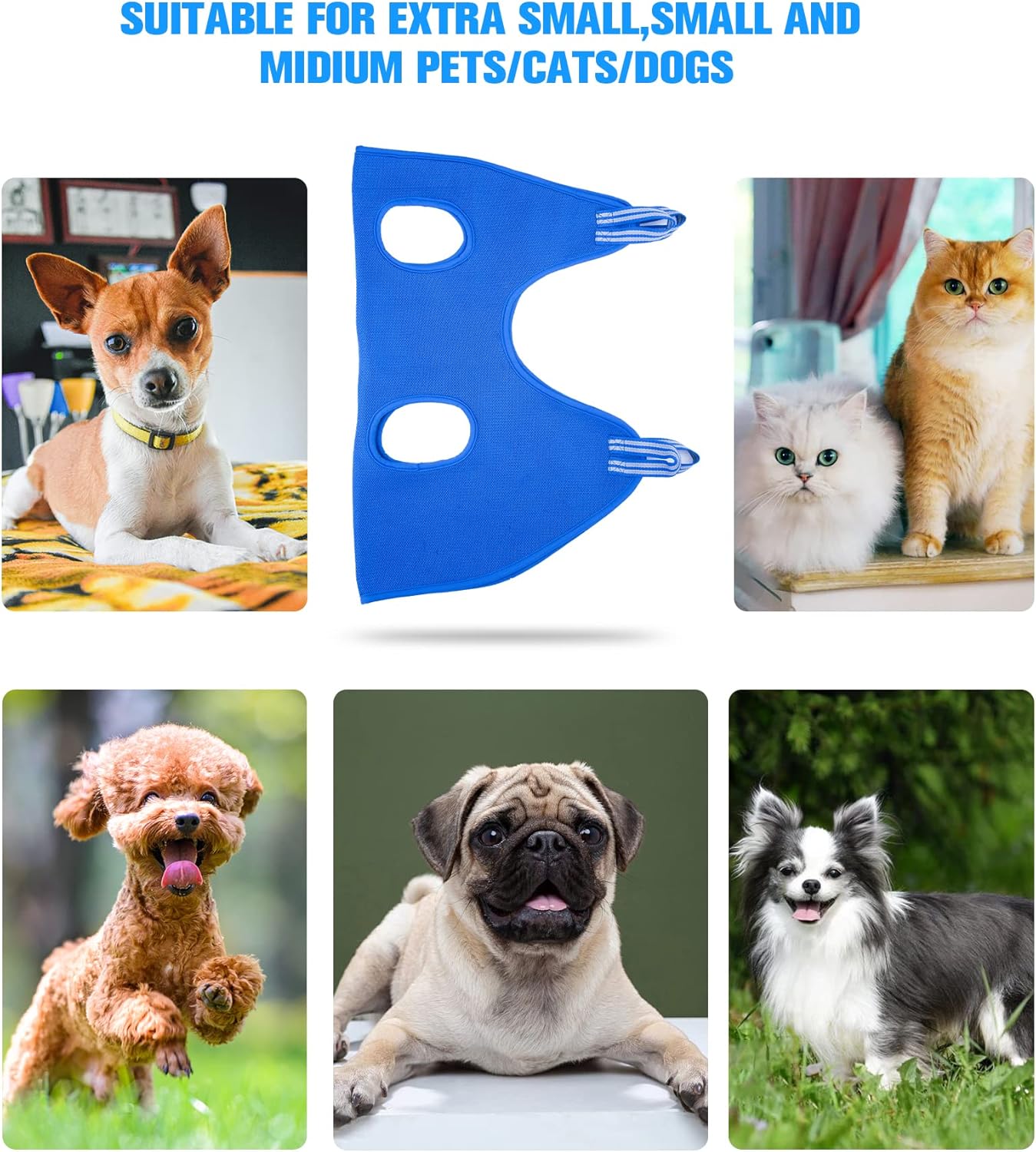 10 in 1 Dog Pet Grooming Hammock Harness with Nail Clippers/Trimmer, Dog Hammock for Nail Trim, Grooming Sling Hanger for Nail Trimming/Clipping (S/Under 30lb, Blue)