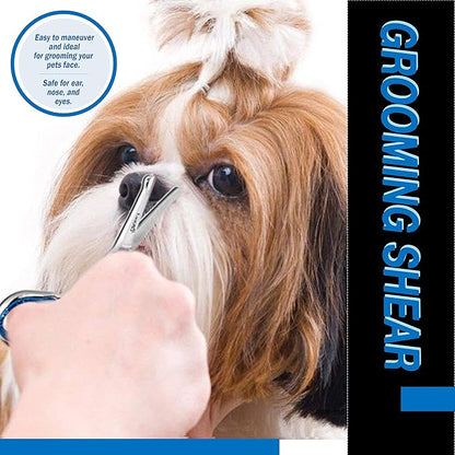 Laazar Pro dog grooming scissors, Straight Pet grooming shears, with Safety Round Tip, Ball Point for easy and safe use. | Premium Sharp Long Lasting Professional Hair Trimming Scissors (5.5 Inches)