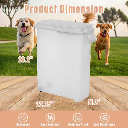 Buddeez Airtight Pet Food Storage Container - 50 QT/50 LB Capacity Dog Food Storage Container, Cat Food Container, Bird Seed Storage Container, Rolling Storage Bin, Air Tight with Handle & Scoop