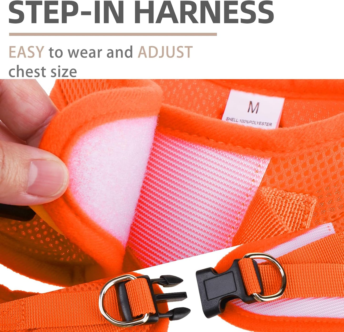 PUPTECK Adjustable Dog Harness Collar and Leash Set Step in No Pull Pet Harness for Small Medium Dogs Puppy and Cats Outdoor Walking Running, Soft Mesh Padded Reflective Vest Harnesses