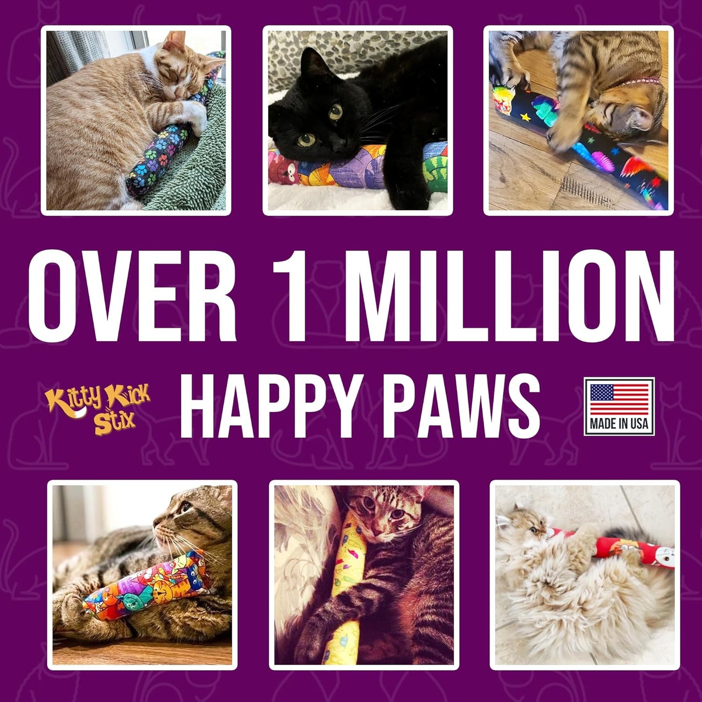 Cat Kicker Toys – 15" Set of 2, Durable Cat & Kitten Kick Sticks with 100% Potent Catnip. Handmade in USA. Encourages Exercise & Interactive Play for Indoor Cats of All Breeds. (Mystery Choice)