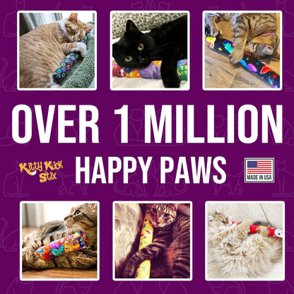 Cat Kicker Toys – 15" Set of 2, Durable Cat & Kitten Kick Sticks with 100% Potent Catnip. Handmade in USA. Encourages Exercise & Interactive Play for Indoor Cats of All Breeds. (Mystery Choice)