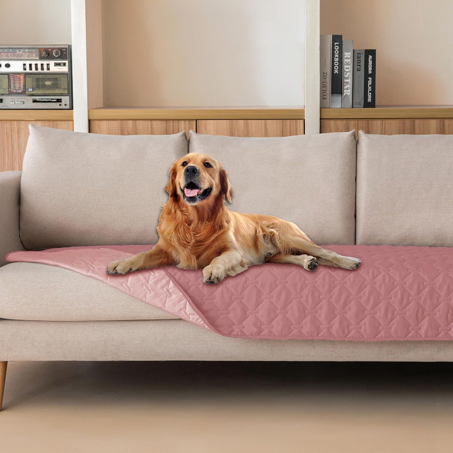 gogobunny 3X Stronger Waterproof Pet Blanket, Scratch Proof Furniture Protector for Dogs Cats, Reversible Cover 30x90 Inch, Dark Pink/Light Pink