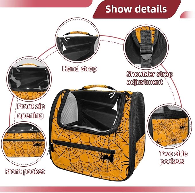 Spider Web 4 Pet Travel Carrier Soft Sided Portable Bag for Cats, Small Dogs, Kittens or Puppies