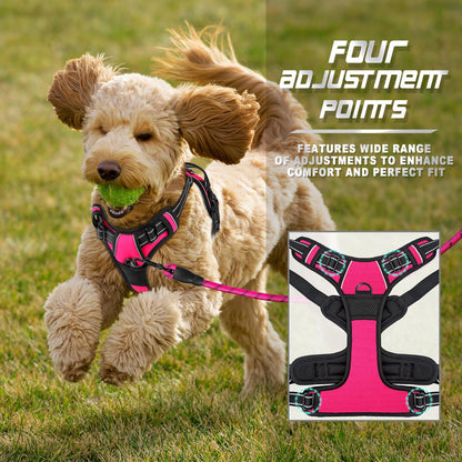 BARKBAY No Pull Dog Harness Front Clip Heavy Duty Reflective Easy Control Handle for Large Dog Walking(Pink,XS)