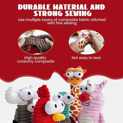 Nocciola 5-Pack Squeaky Dog Toys, Durable Stuffed Critter Zoo Dog Toys with Unique Squeak Sounds to Keep Dogs Busy, Puppy Toys for Small, Medium, and Large Dogs