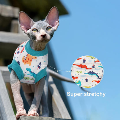 PUMYPOREITY Sphynx Cat Clothes: Stretchy Sweater, Soft Hairless Shirt, Pullover Pajamas, Turtleneck for Sphynx Cornish Rex, Devon Rex - Blue, S