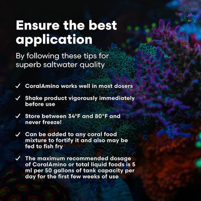 Brightwell Aquatics CoralAmino - Complex of Amino Acids for Corals - Coral food for Aquarium Coral Growth - Saltwater Aquarium Treatments, 2.02 fl oz