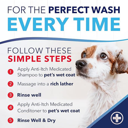 TropiClean Oxymed Medicated Cat & Dog Shampoo and Conditioner Set for Itchy Skin, Skin Soothing Oatmeal Shampoo & Conditioner for Dogs & Cats | Set of 2