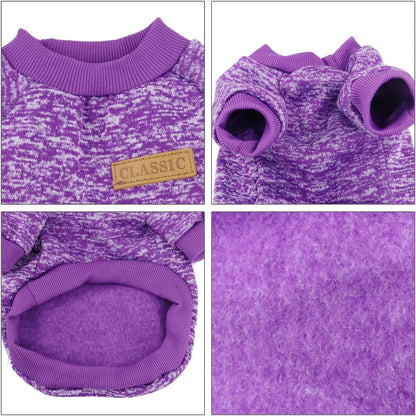 Idepet Pet Dog Classic Knitwear Sweater,Fleece Coat for Small,Medium,Large Dog,Warm Pet Dog Cat Clothes,Soft Puppy Customes 2 Color (XS, Purple)
