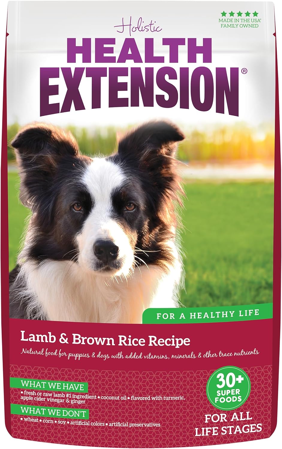 Health Extension Lamb & Brown Rice Dry Dog Food, Protein Packed Formula with Probiotics & Superfoods for Digestion & Coat Health (1lb)