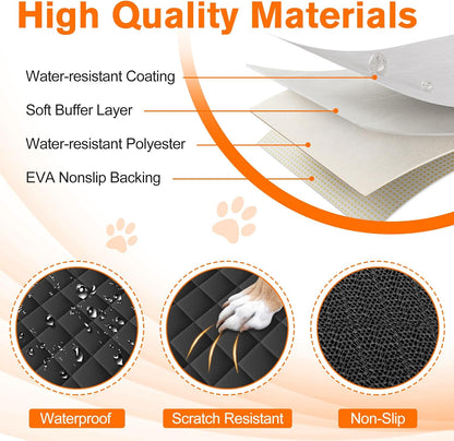SUV Cargo Liner for Dogs - Waterproof Dog Car Seat Cover Mat for SUVs, Sedans, Vans & Trunks with Non-Slip Bumper Flap Protector, Scratchproof Large Size Universal Fit, Black