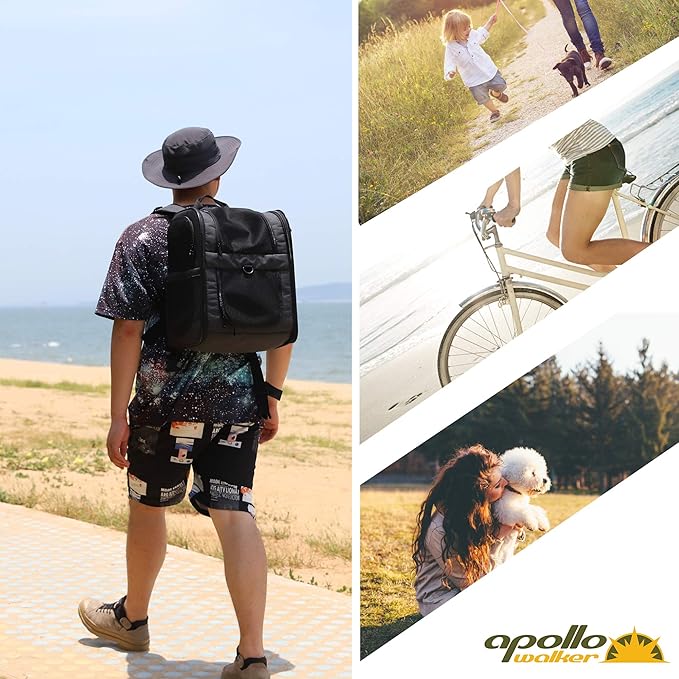 Apollo Walker Dog & Cat Carrier Backpack for 4-18lb Pets - Ventilated Safe Design with Padded Back Support, Breathable Mesh Pet Backpack for Hiking, Travel, Outdoor (Black)
