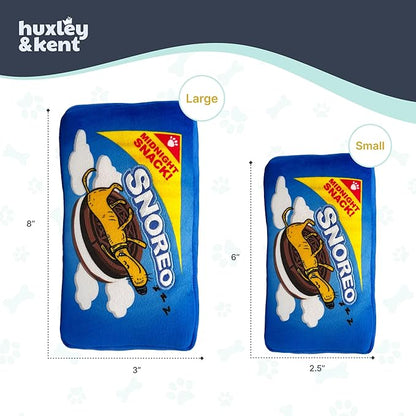 Huxley & Kent Funny Dog Toy w/Squeaker – Power Plush Squeaky Dog Toys for Small, Medium & Large Dogs – Soft Stuffed Animal for Indoor Play & Fetch - Snoreo Cookies, Small