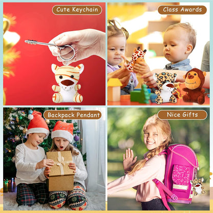 30 Pieces Small Stuffed Jungle Animals, Mini Stuffed Safari Animals Toys, 4.8 Inch Plush Lion Tiger, Elephant Giraffe Leopard Monkey for Baby Shower Safari Jungle Themed Party