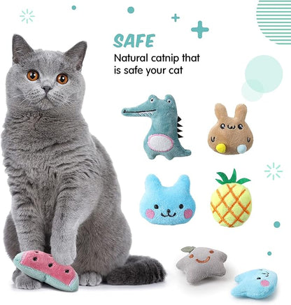 Gejoy 20 Pieces Catnip Toys for Indoor Cat Plush Kitten Cat Chew Toys Catnip Kitten Entertaining Interactive Dolls(Lovely)