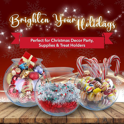 Fish Bowls For Drinks - 6 Pack - 16 Oz - BPA-Free Small Plastic Ivy Bowls For Crafts, Mini Fish Bowls Unbreakable, Candy Dishes for Party Centerpieces, Carnival Fishing, Home Decor…