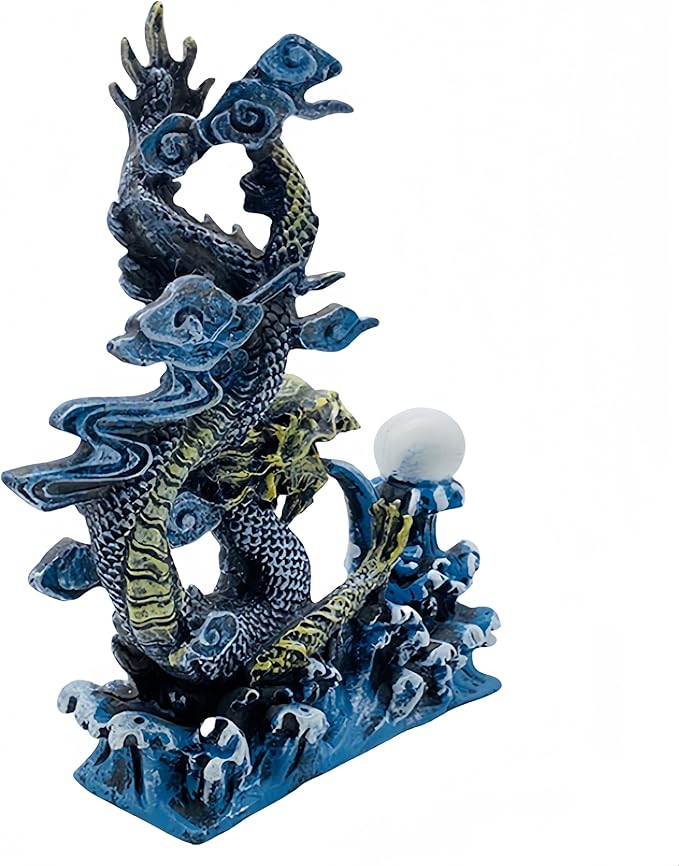 Bearded Dragon Tank Accessories, Fish Tank Decoration, Resin Accessories, for Betta Fish & Shrimp,Improvement Your Fish Tank Overall Aesthetic Dragons Decoration (Dragons 7.5"x7.1"x2.5")